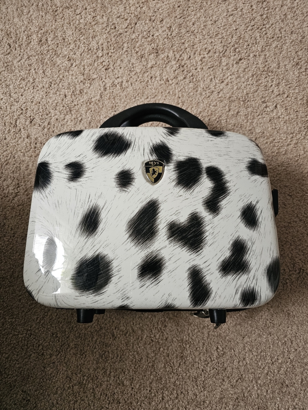 HEY'S White and Black Spot Train Case - Compact Travel Makeup Bag